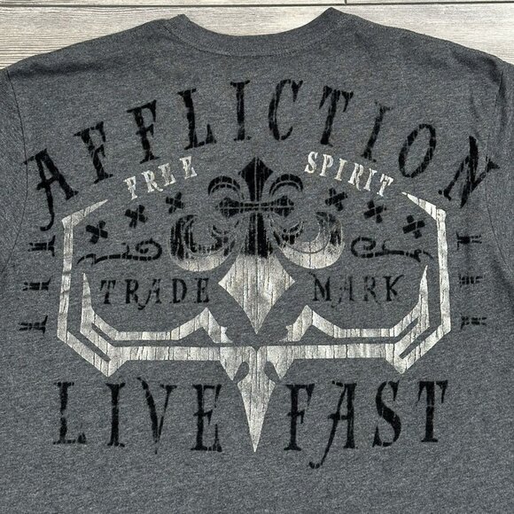 Crazy Y2K Affliction Velour Graphic T Shirt Grunge Cyber - Picture 5 of 6